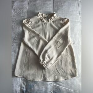 J. Crew Cream Ruffle Neck Blouse